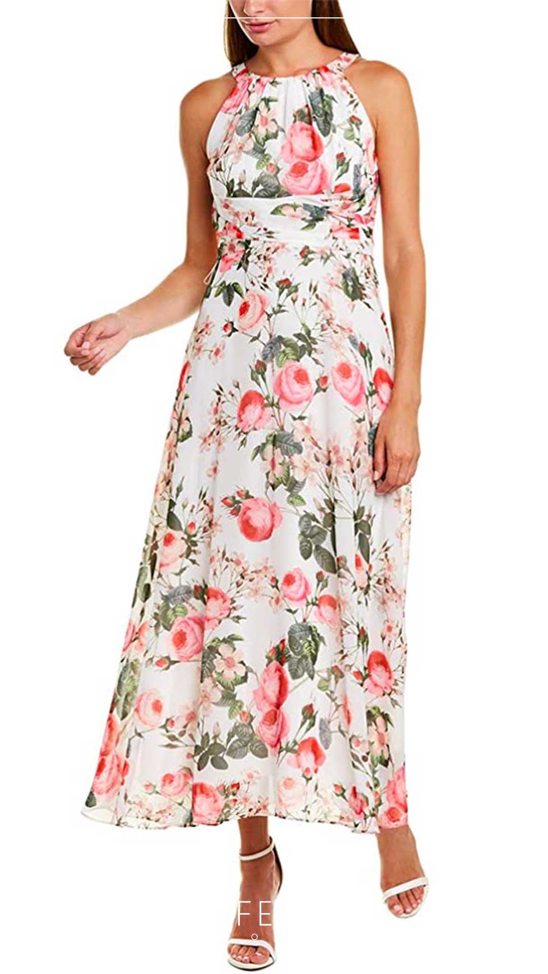 Vestido Maxi Flores Marfil D4468 - Nefertitimoda.com