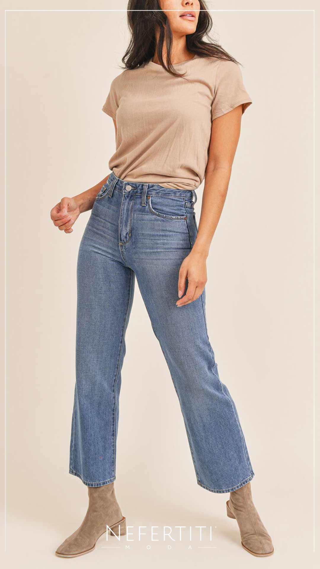 Pantalon mezclilla dad jean azul claro PL2891 - Nefertitimoda.com