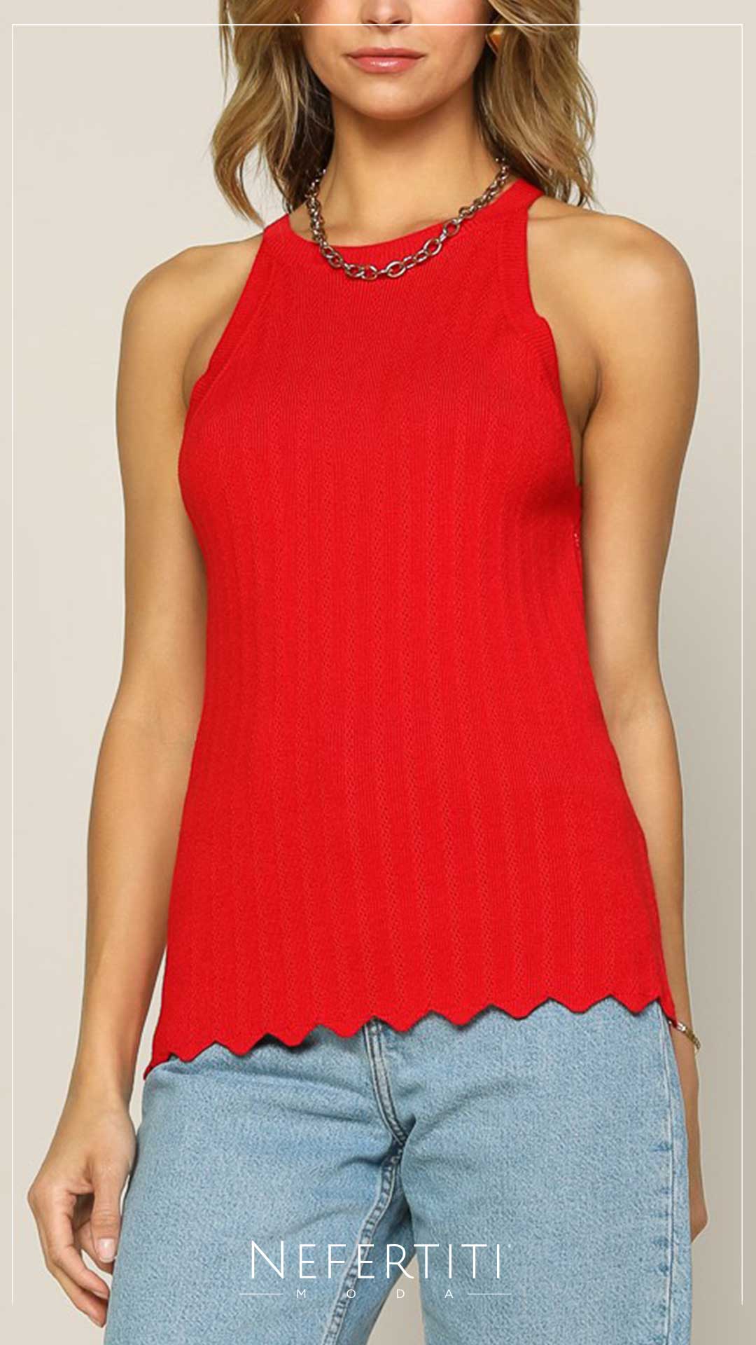 blusa tejida roja